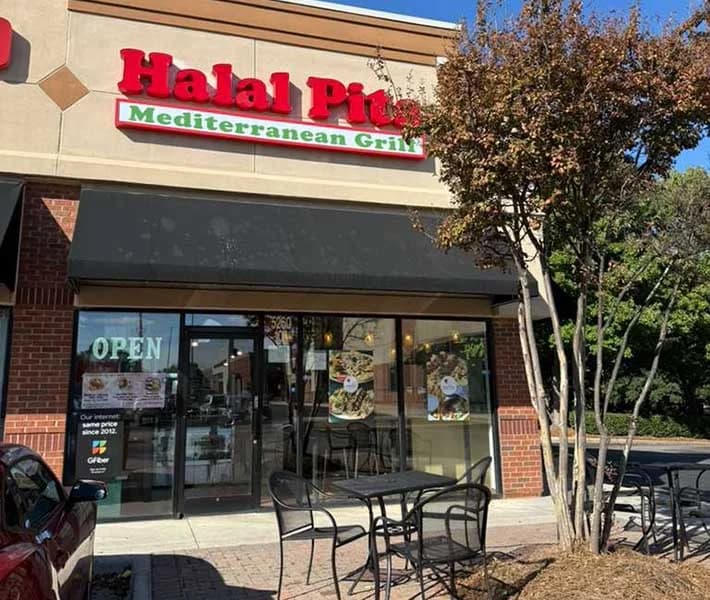The Halal Pita Mediterranean Grill storefront on Capital Boulevard in Raleigh